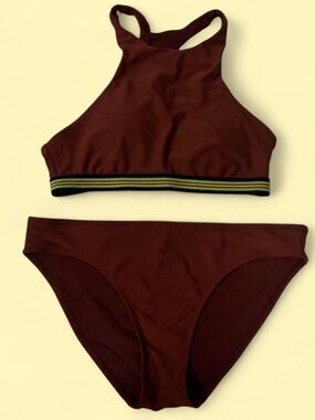Aerie High Neck Brown Women's Bikini Set • Size Medium